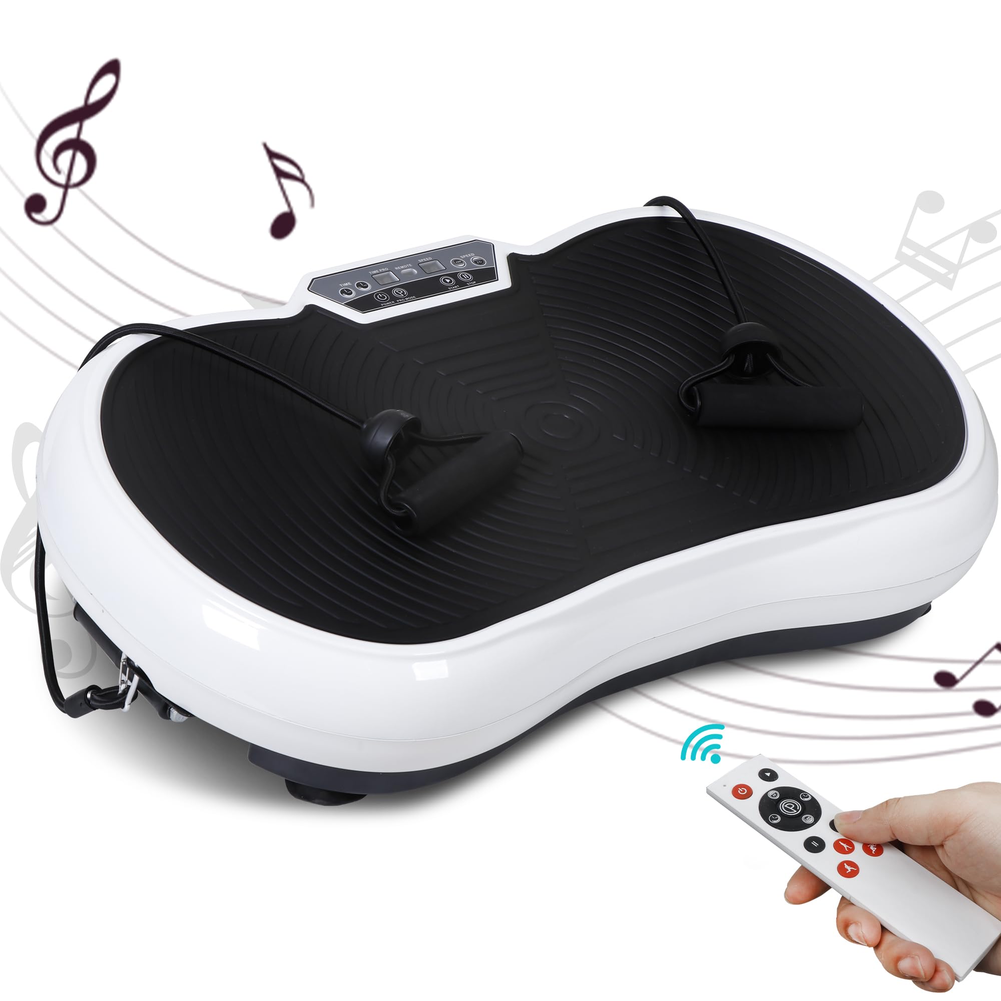 SUPER DEAL Pro Vibration Plate Exercise Machine - Whole Body Workout Vibration Fitness Platform Fit Massage Workout Trainer w/Loop Bands + Bluetooth + Remote, 99 Levels