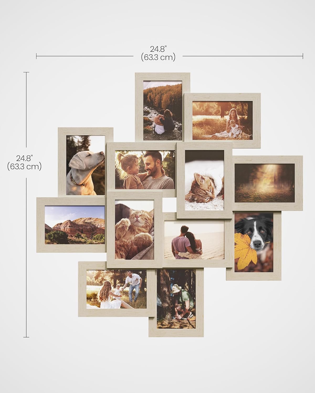 SONGMICS 4x6 Picture Frames Collage Wall Decor, 12-Pack Photo Collage Frame, Multi Picture Frame Set with Glass Front, Assembly Required, Natural Beige URPF022N01