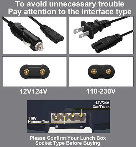 Miniatura 2 de Tipo A 110V HogarOficina Uso Cable de Alimentación para Fiambrera Eléctrica, Cable de Uso de Coche 12V24V, Enchufe de caja de calefacción portátil,