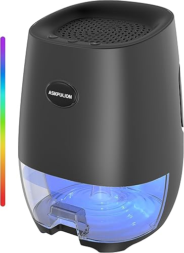 Deshumidificadores para el hogar, deshumidificador pequeño de 35 onzas para baño (300 pies cuadrados) con apagado automático, modo de sueño, luz