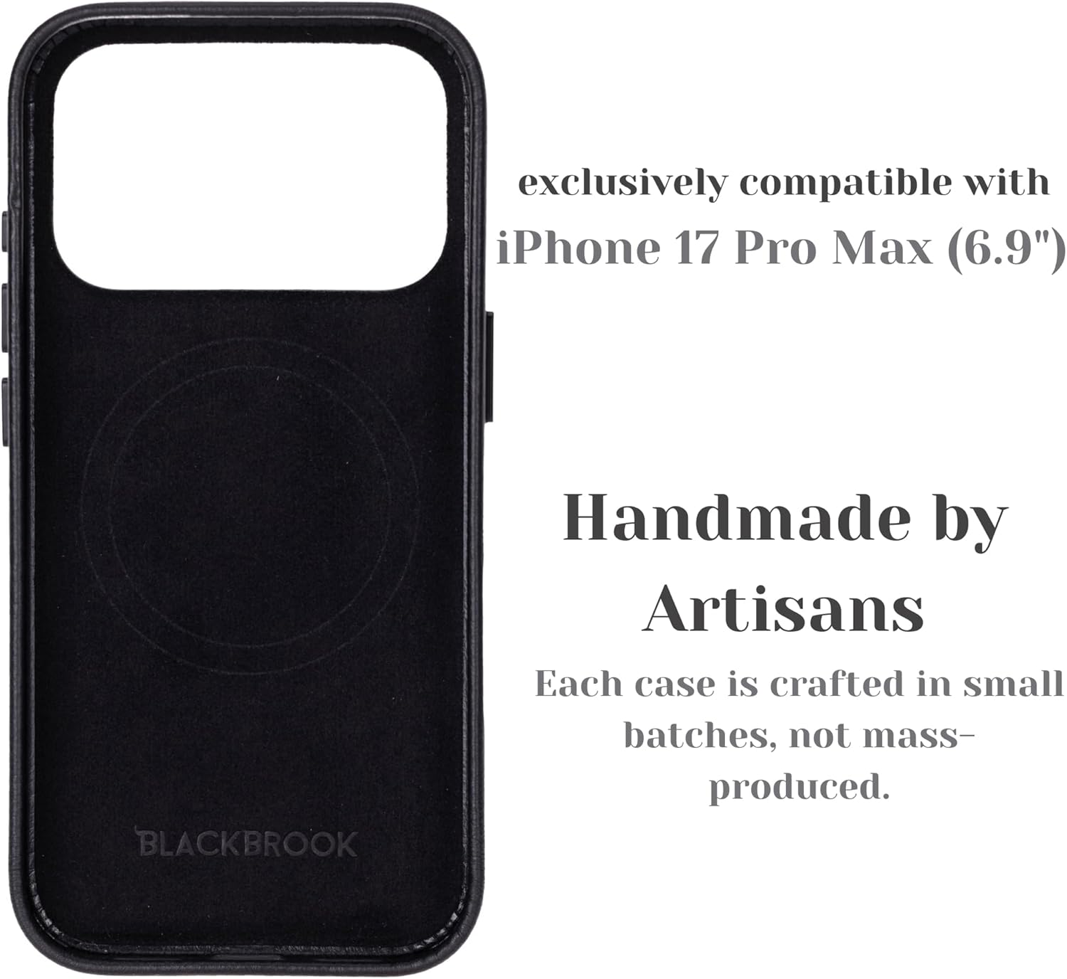 BLACKBROOK Leather Case for iPhone 17 Pro Max – Barlow Handcrafted Snap-On Cover, Full Grain Leather with 360° Edge Protection, MagSafe Compatible, Slim Protective Design, Luxury Gift Box Black - Image 3