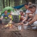 BYRM Camping cookware Mess kit Lightweight Hiking Set Nonstick Aluminum Cooking Kettle Backpacking Outdoors Set for Scouts Trekking Accessories (Cooking Set with Kettle Portable Gas Stove) gallery image