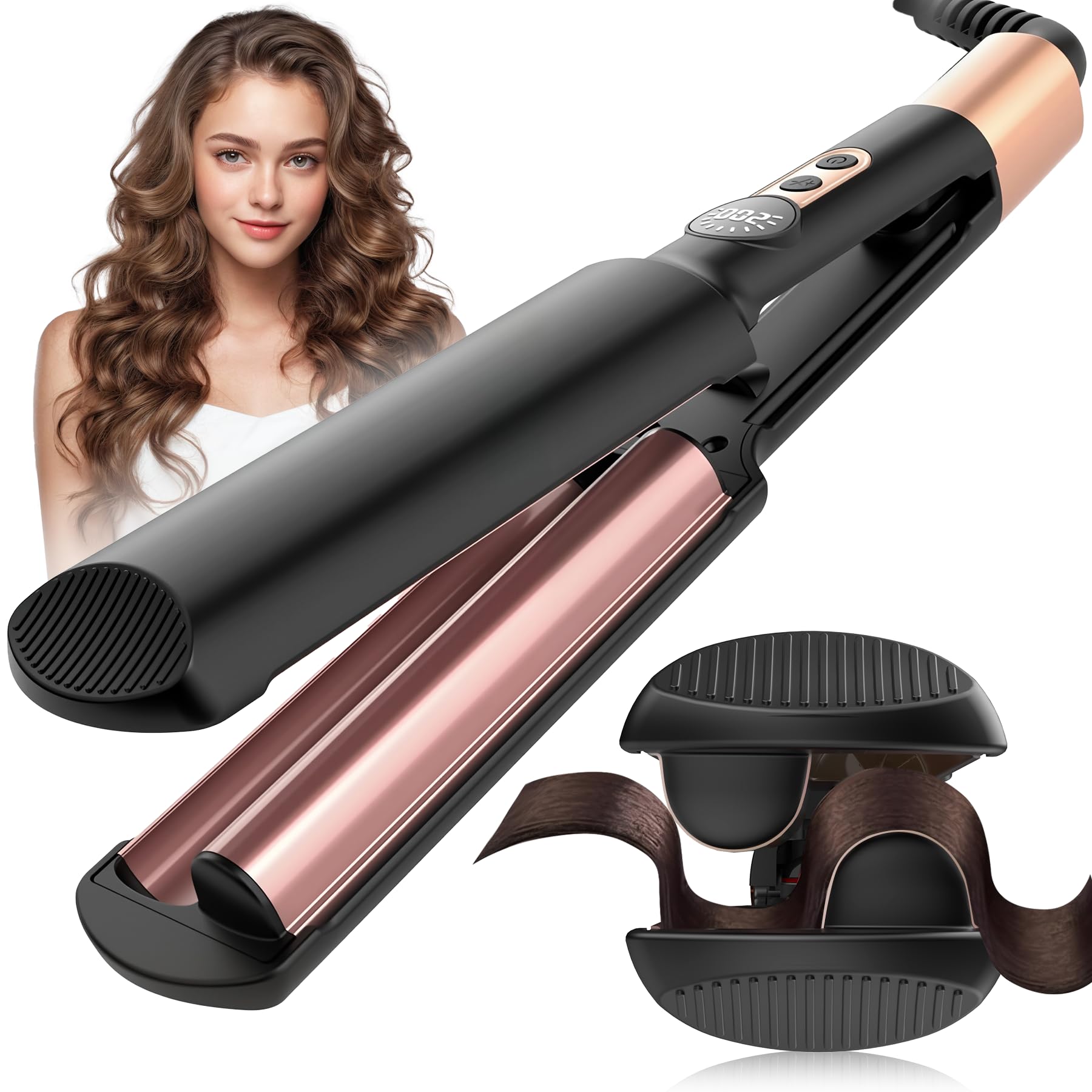 AISEELY Boucleur a Cheveux Wavy 20MM, Fer à Friser pour Mini Boucles, 5 Températures Réglables, Anti-Brûlure, Convient aux Débutants, Fer a Boucler pour Cheveux Longs Courts, Styliseur de Vagues