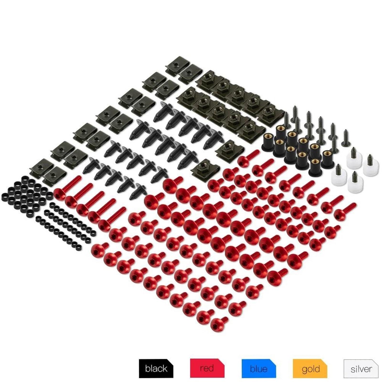 Schraube ersetzen 253-teiliges Motorrad-Verkleidungsschrauben-Set Für Aprilia RS125 RS250 RS4 125 RS50 RST1000 RSV Mille R RSV1000R RSV4 RF RR Tuono 1000R V4 1100 V4R(Nero)