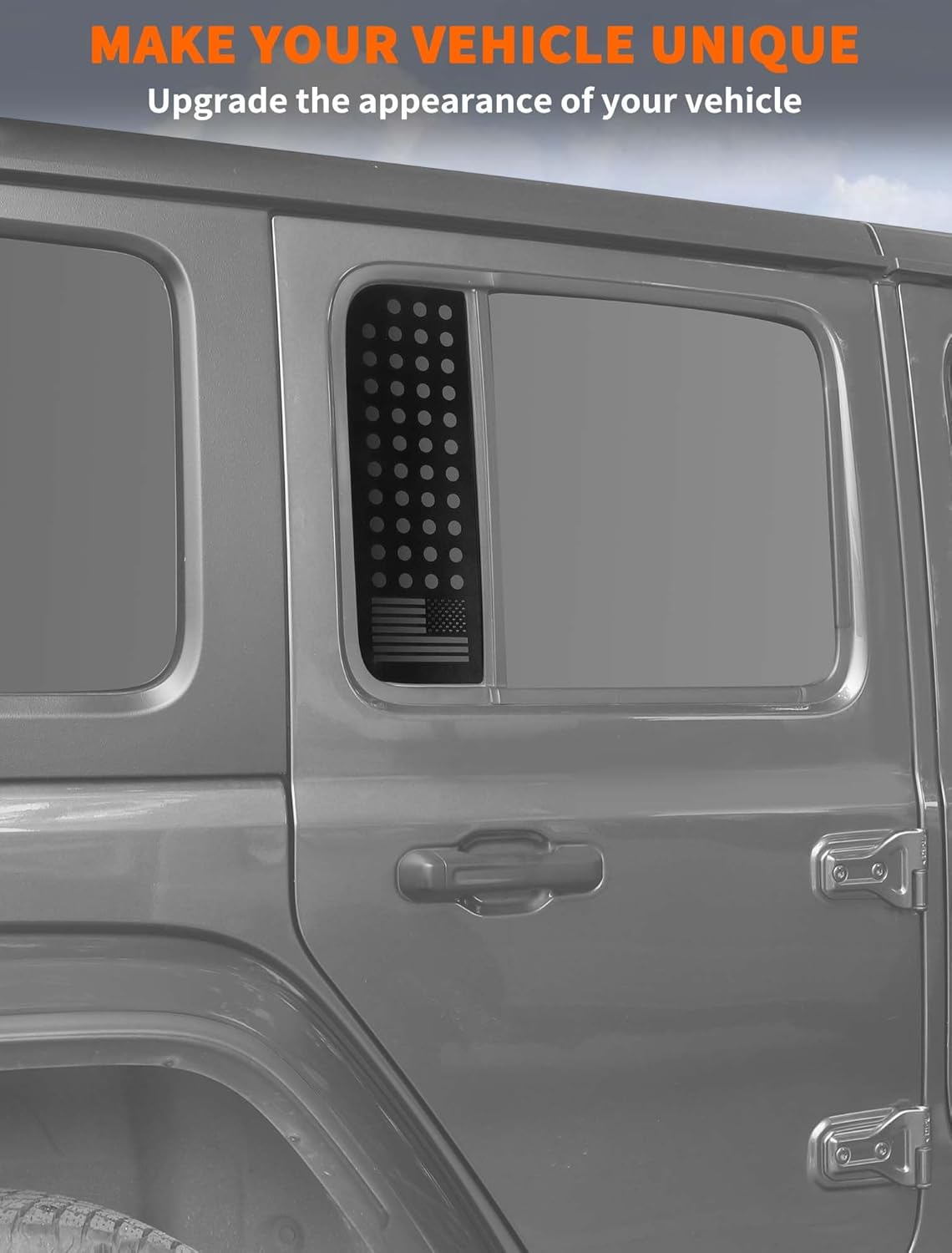 Savadicar American Flag Rear Window Decorative Trim Cover for Jeep Wrangler JL JLU 4xe & Gladiator JT 2018-Present – Stylish Exterior Decoration, Quick Upgrade Accessory