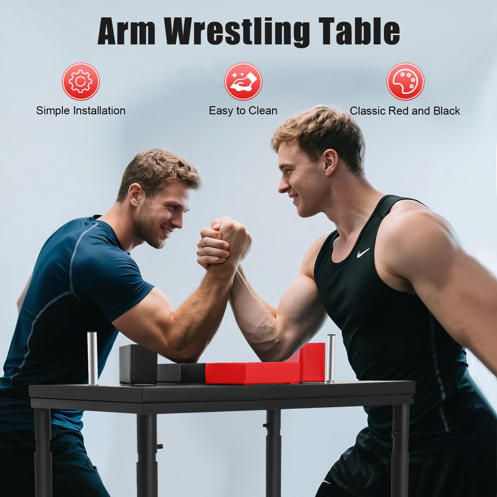 Arm Wrestling Tisch Professioneller Armdrücken Tisch aus Edelstahl Armdrücken-Kampftisch für Fitnessstudio & Zuhause, Verstellbar, 1000 kg Belastbarkeit