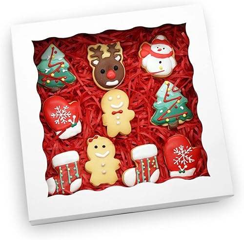 XINHPKGG Paquete de 20 cajas para tartas de 10 x 10 x 25 pulgadas cajas de galletas de San Valentín con ventanas cajas de pastelería cajas de postre