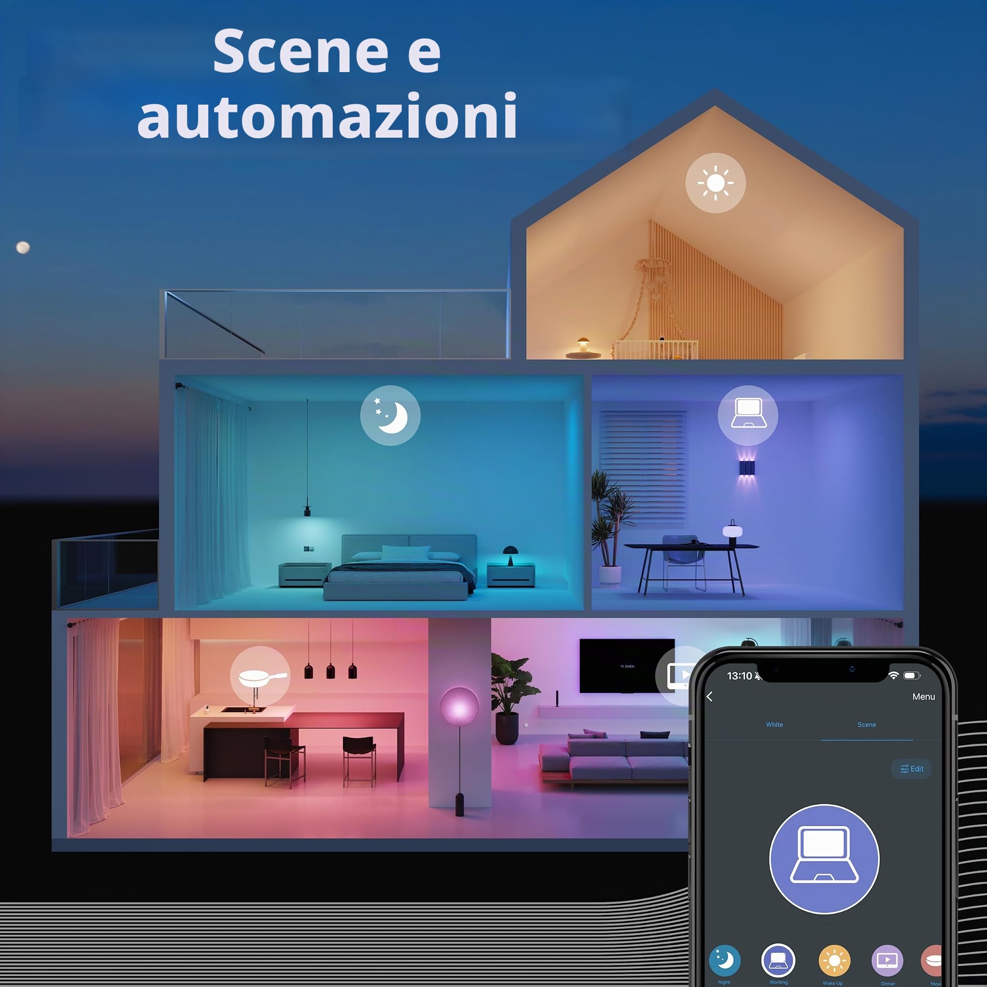 CALEX Faretto LED Smart, GU10, PAR16, colori RGB & luce da fredda a calda, Dimmerabile, controllo app Wi-Fi & vocale, Confezione da 5 | Regola la temperatura di luce da fredda a calda, con controllo vocale tramite Alexa, Google Home o Siri