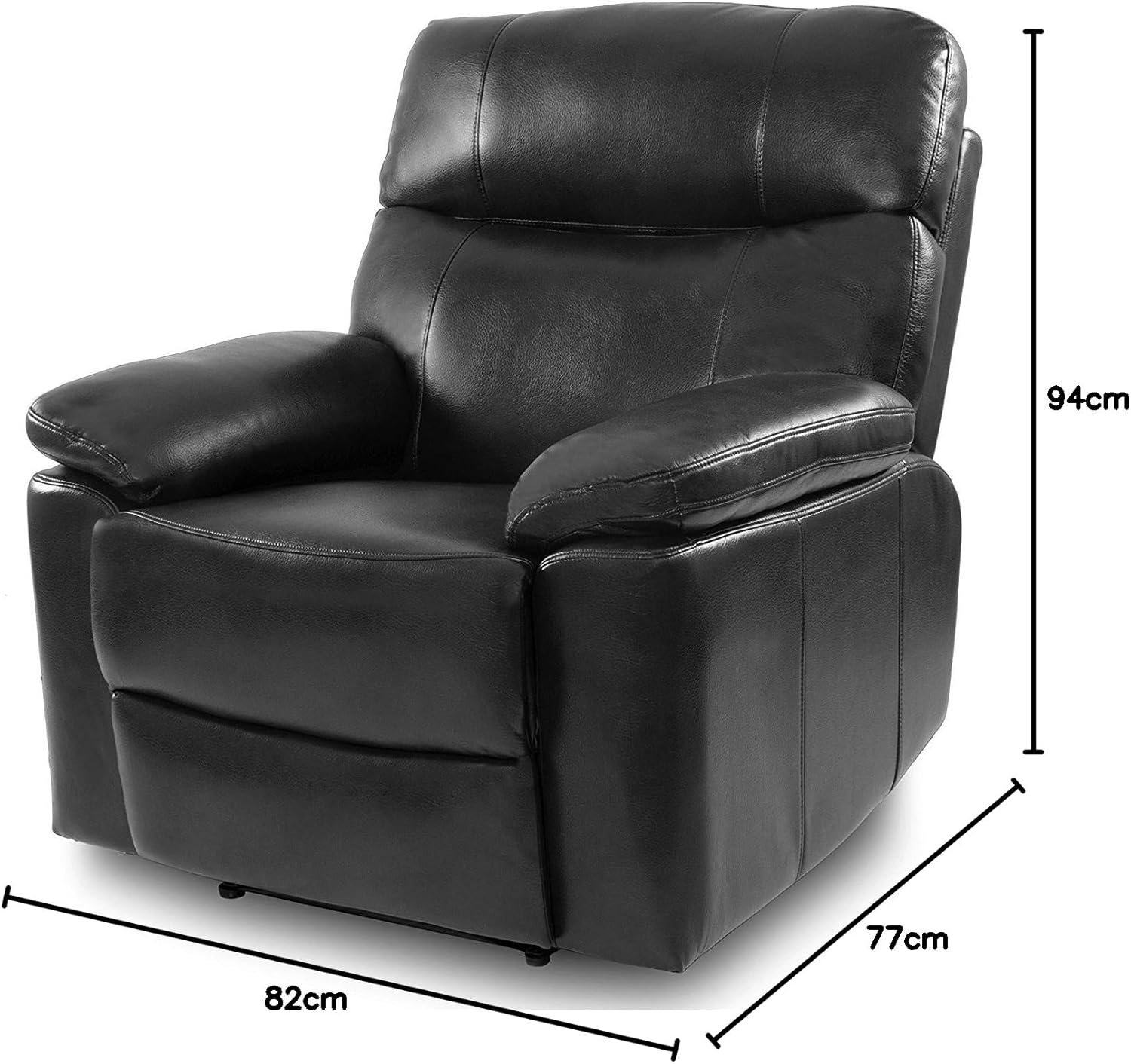 Poltrona reclinabile massaggiante Cecotec Zurich con dimensioni indicate.