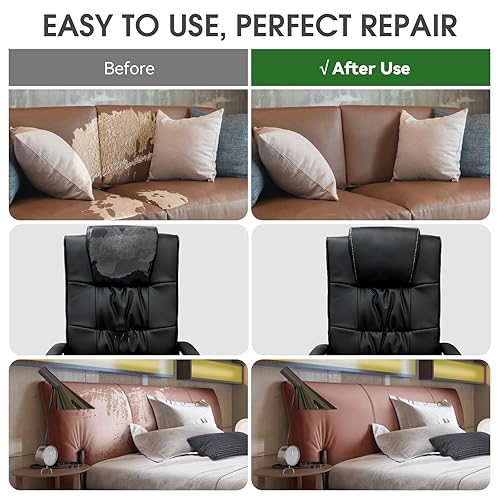Miniatura 5 de luevita Parche de reparación de cuero, cinta de reparación de cuero autoadhesiva de 17 x 60 pulgadas, kit de reparación de cuero para muebles,