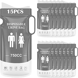 KOMABLEN 15 Piezas Bolsas de Orina Portátiles, 750ml Desechables Orinal Adulto, Urinario Portatil WC Portatil Hombre com...