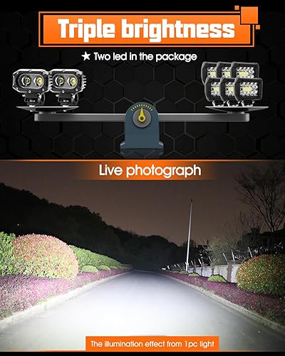 Miniatura 4 de UNI-SHINE Z4F+69 - Luces LED de 4 pulgadas con soporte de abrazadera universal, conducción todoterreno y luces antiniebla para camión, ATV, UTV,