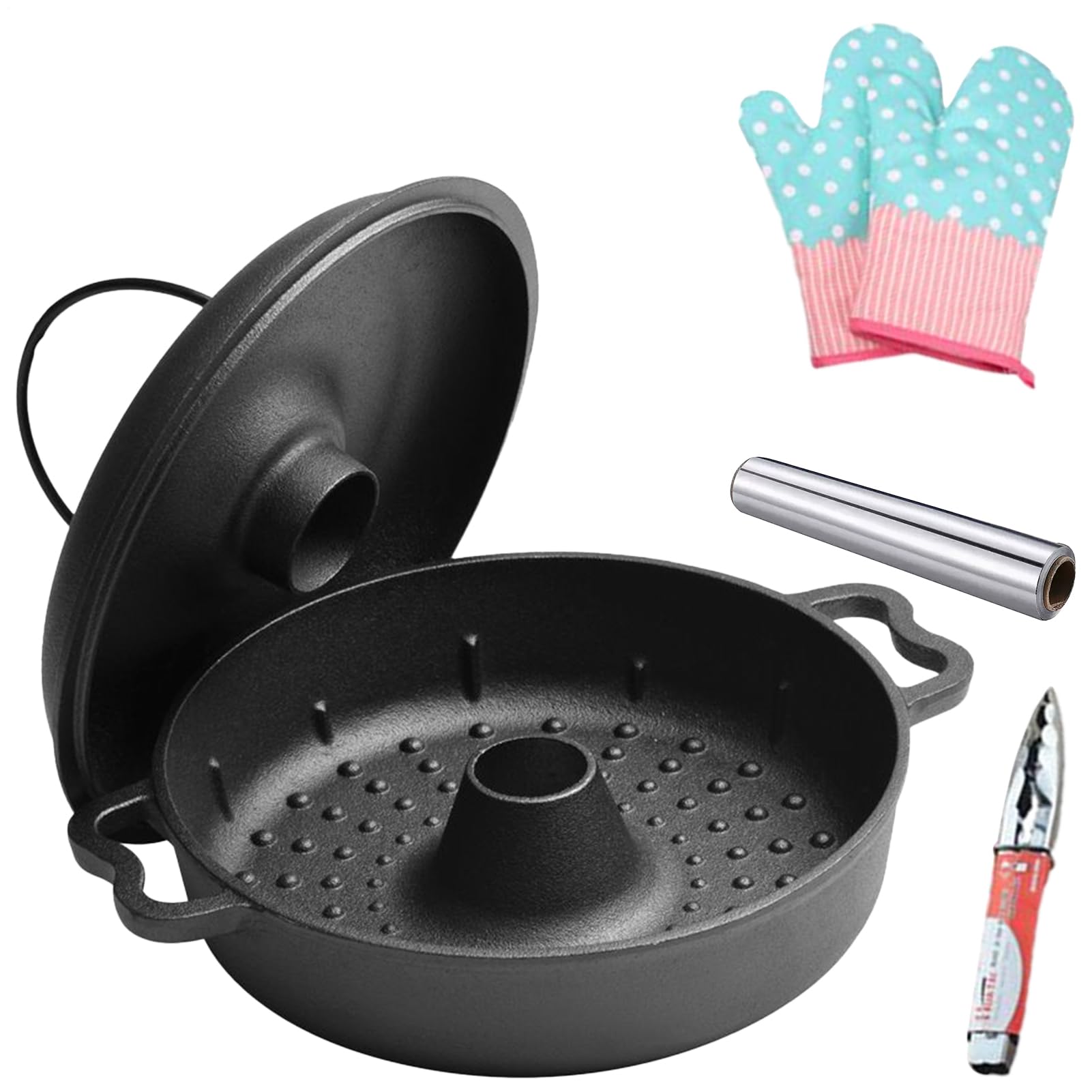 Bratpfanne mit Deckel Süßkartoffel Aus Gusseisen Mit Clip Und Handschuhen | Koch Zum Kochen, Backen, Grillen, für den Ofen, für die Heimküche, sowie für Süßkartoffeln und
