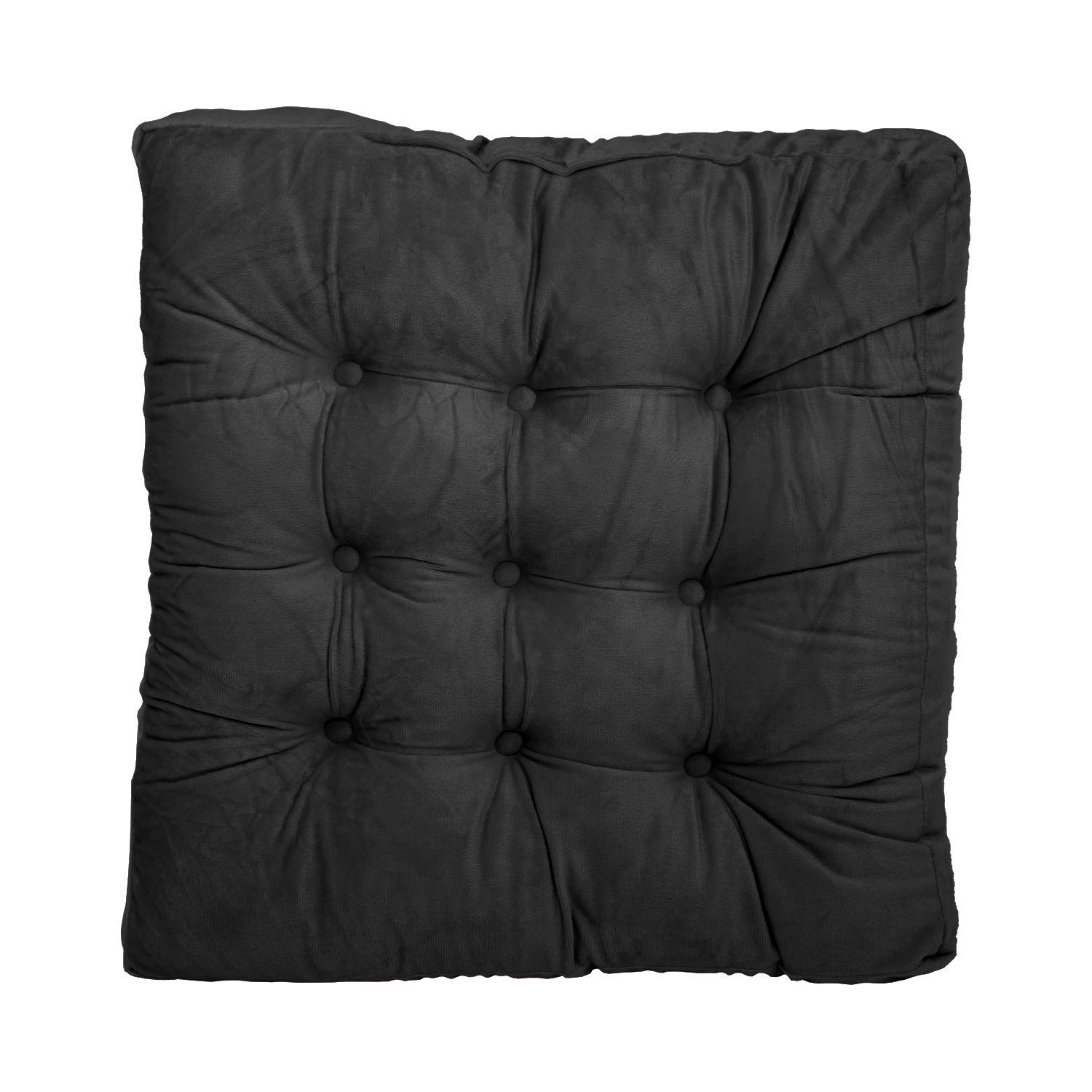 LANITI 24” Inch Extra Large Floor Cushions Tufted Floor Pillow for Adults Square Meditation Ultimate Comfort Oversized Pillows for Floor Cushion (Black)