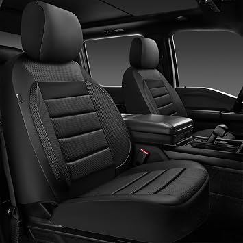 CAR PASS 3D Foam Leather Car Seat Covers Two Front Seats only, Air Cool Mesh Thick Seat Covers, All Weather Car Seat Cover Comfort & Protection for Truck,SUV,Sedan,Van, Airbag Compatible (Black)