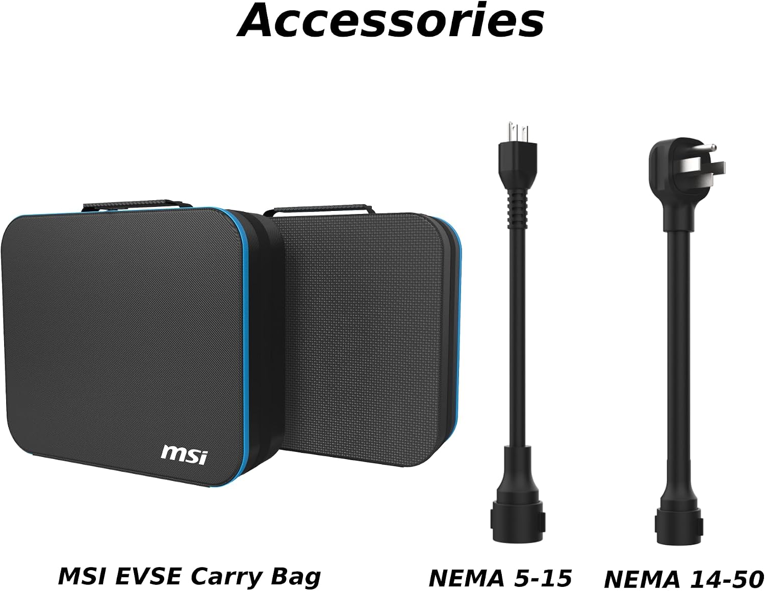MSI EZgo Type1 (J1772), 40A/9.6Kw, Level 1/2 Portable Charger with NEMA 5-15&NEMA 14-50 Plug, Gray