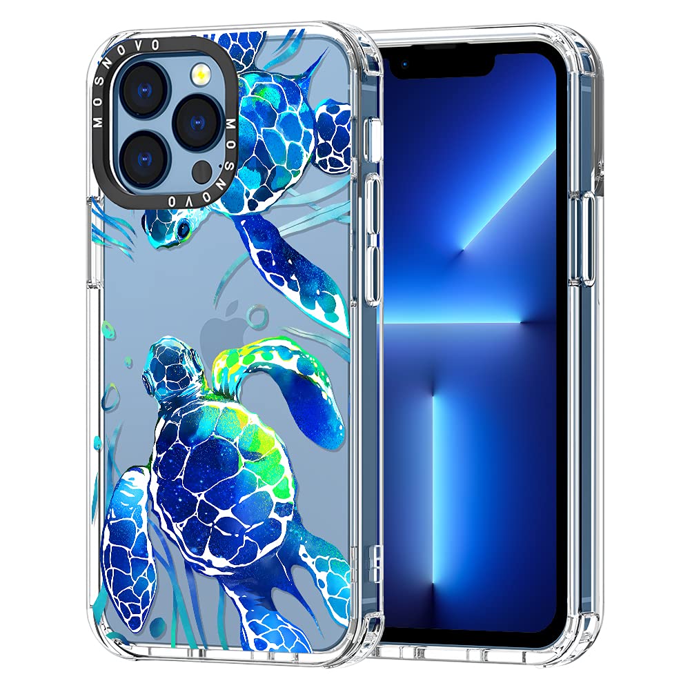 MOSNOVO Compatible with iPhone 13 Pro Case, Cute Turtle Print for Girl Women Men [ Buffertech™ Shockproof ] Transparent TPU Bumper Clear Phone Case Cover Designed for iPhone 13 Pro 6.1 Inch
