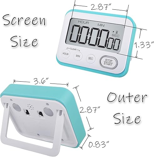 Miniatura 5 de Temporizador digital de cocina, alarma magnética fuerte, pantalla LCD grande silenciosapitido multifunción para profesores, aula, niños, azul cielo
