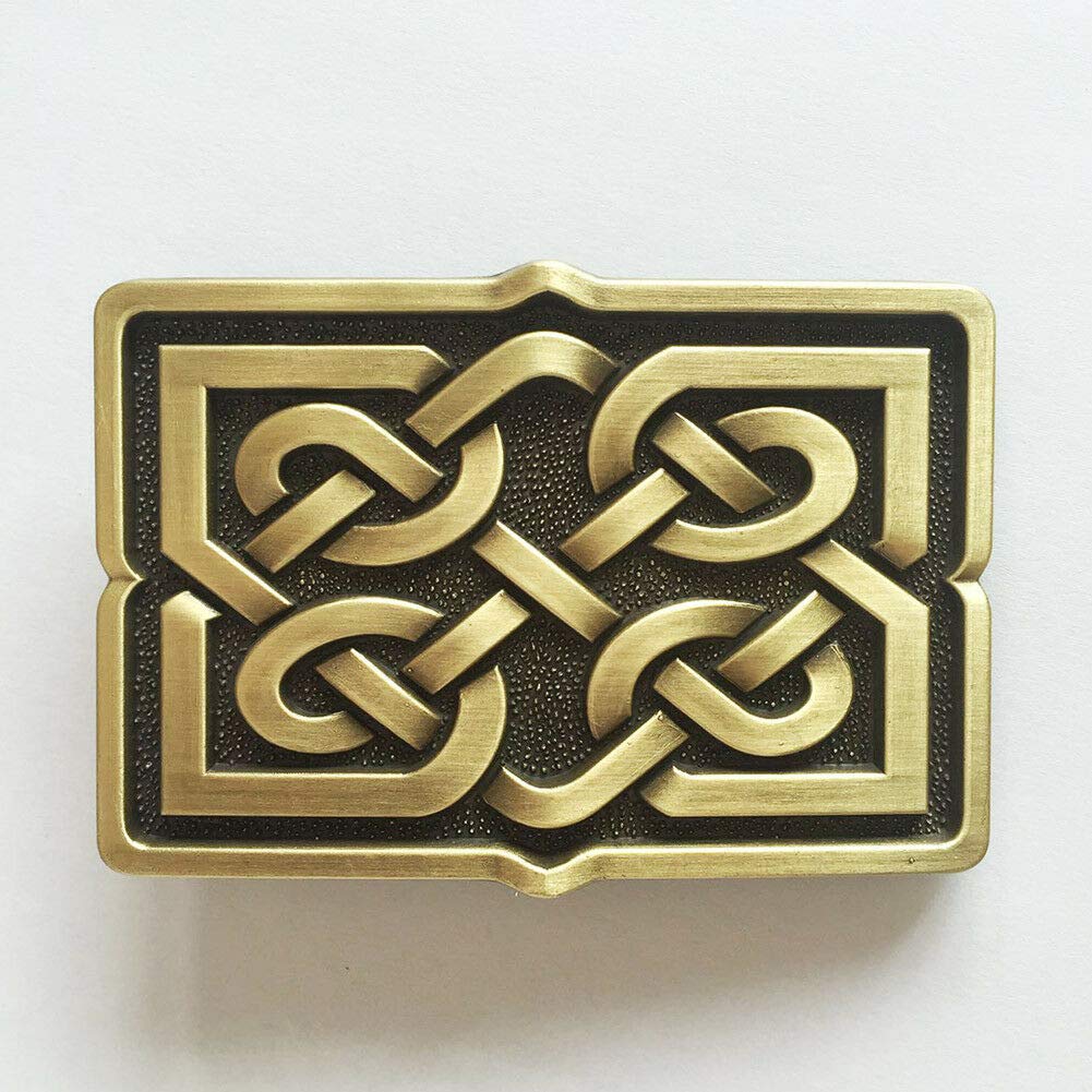 Bronze Plated Celtic Irish Cross Knot Vintage Rectangle Belt Buckle (Make Your Own Design With Pictures)