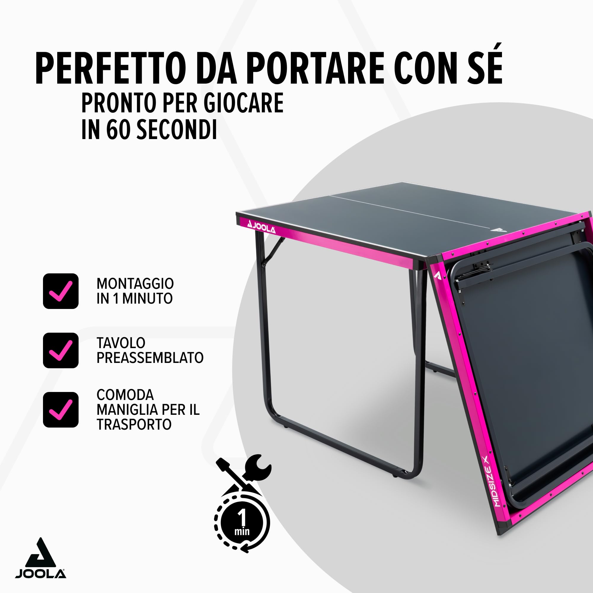 JOOLA Midsize X - Tavolo da ping pong compatto per interni, pieghevole, con rete, 152 x 76 cm