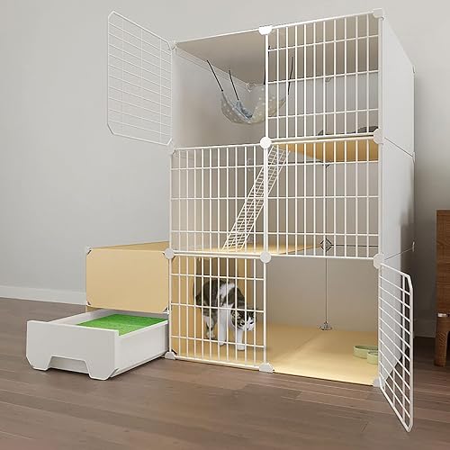 Jaula para Gatos de Interior con Caja de Arena, recintos para Gatos, casa para Gatos