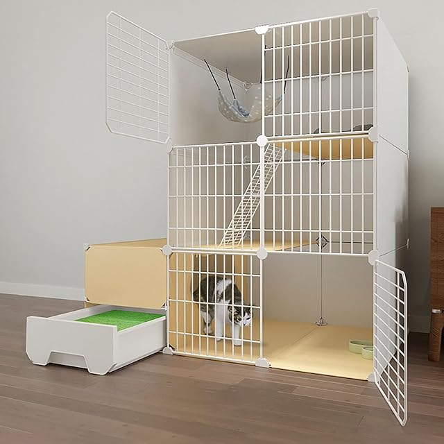 Jaula para Gatos de Interior con Caja de Arena, recintos para Gatos, casa para Gatos
