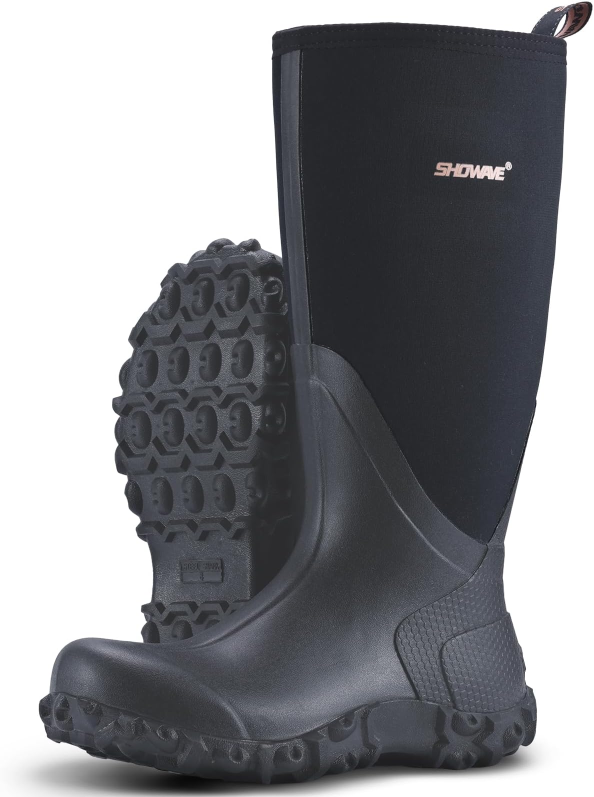 Rain Boots for Men Waterproof Insulated Rubber Neoprene Boots Heavy-duty Mud Boot for Farming Raining Fishing Gardening Yard Work