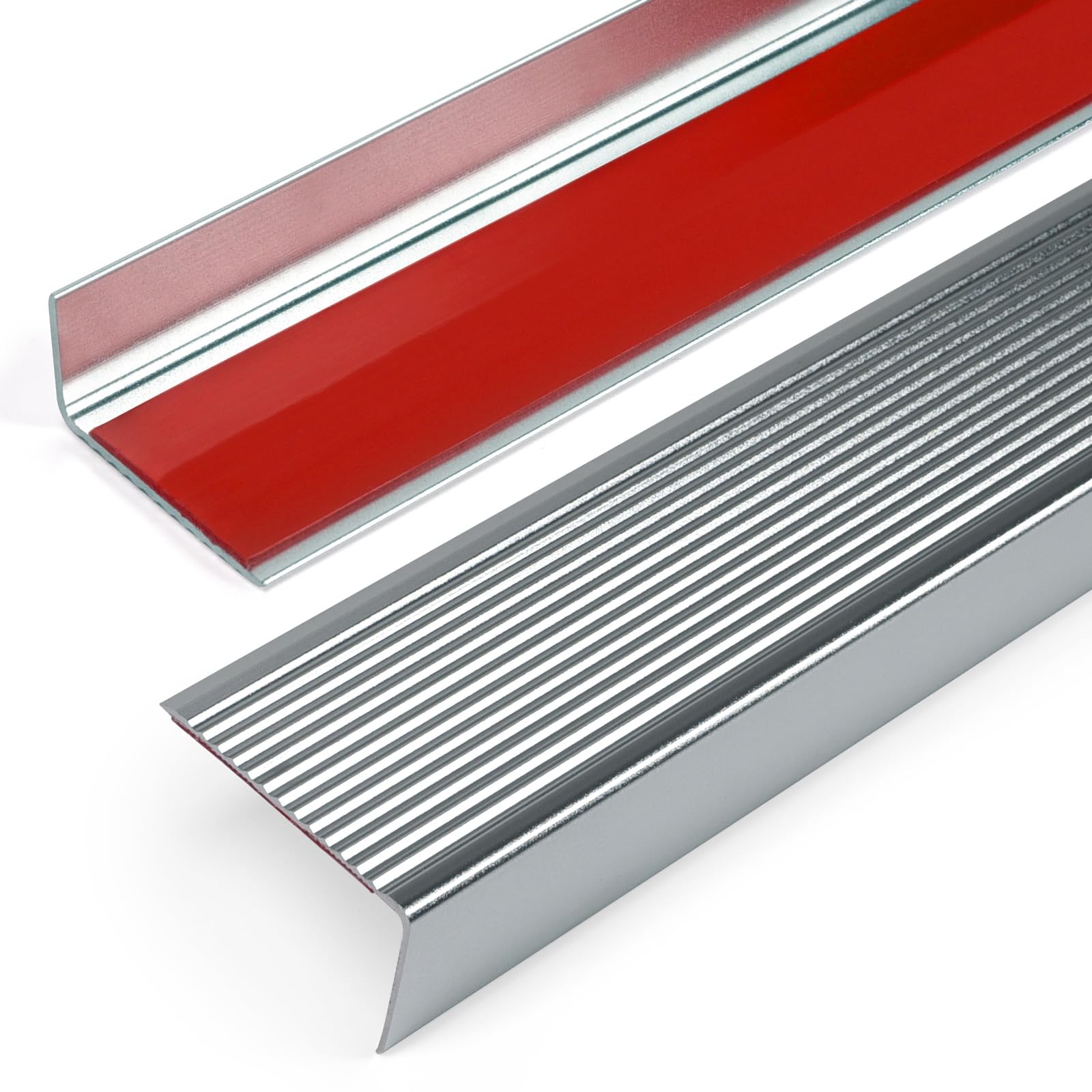 Jiekayi 36" Metal Stair Nosing, 2-Pack Self Adhesive Aluminum Stair Edge Protector, Non Slip Stair Treads, for Indoor Outdoor Staircases (36 x 1.6 x