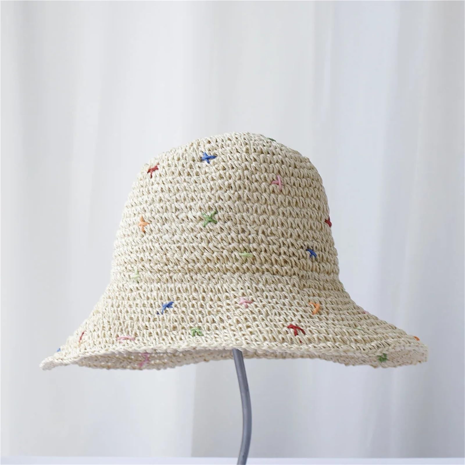 1/2 pieza sombrero de pescador sol plegable multicolor for playa, viajes y vacaciones paja hecho a mano para Campo
