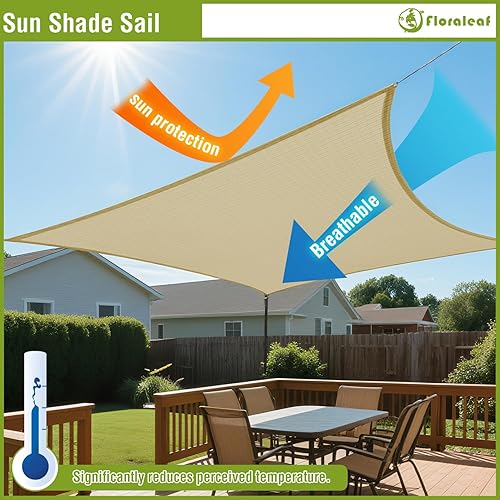 Miniatura 5 de FLORALEAF Toldo parasol rectangular de 3 x 14 pies para patio, patio trasero, tela permeable para césped, jardín, actividades al aire libre, color
