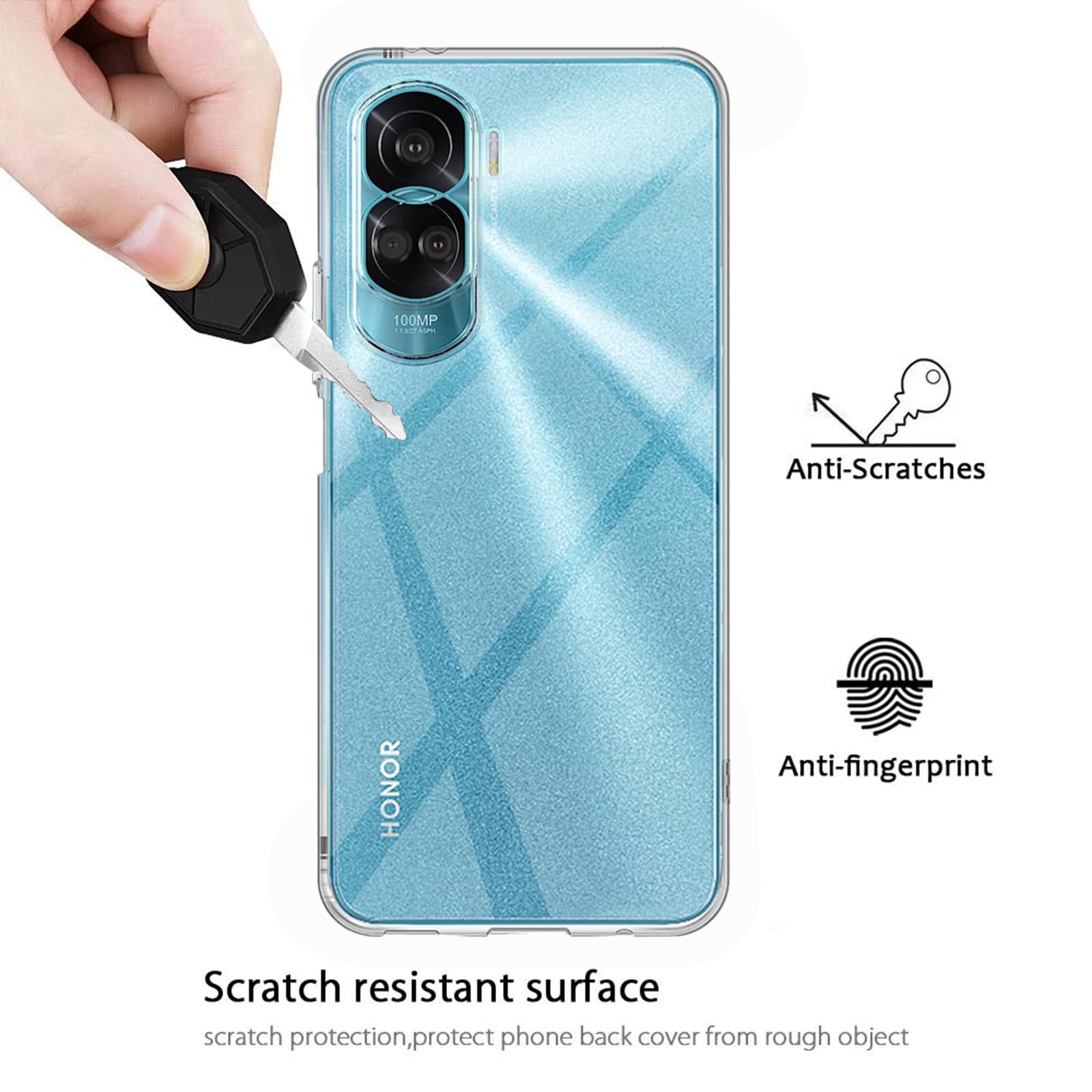 Cover Per Honor 90 Lite + 3 Pellicole Vetro Temperato: Custodia Morbida In Silicone TPU Trasparente Antiurto
