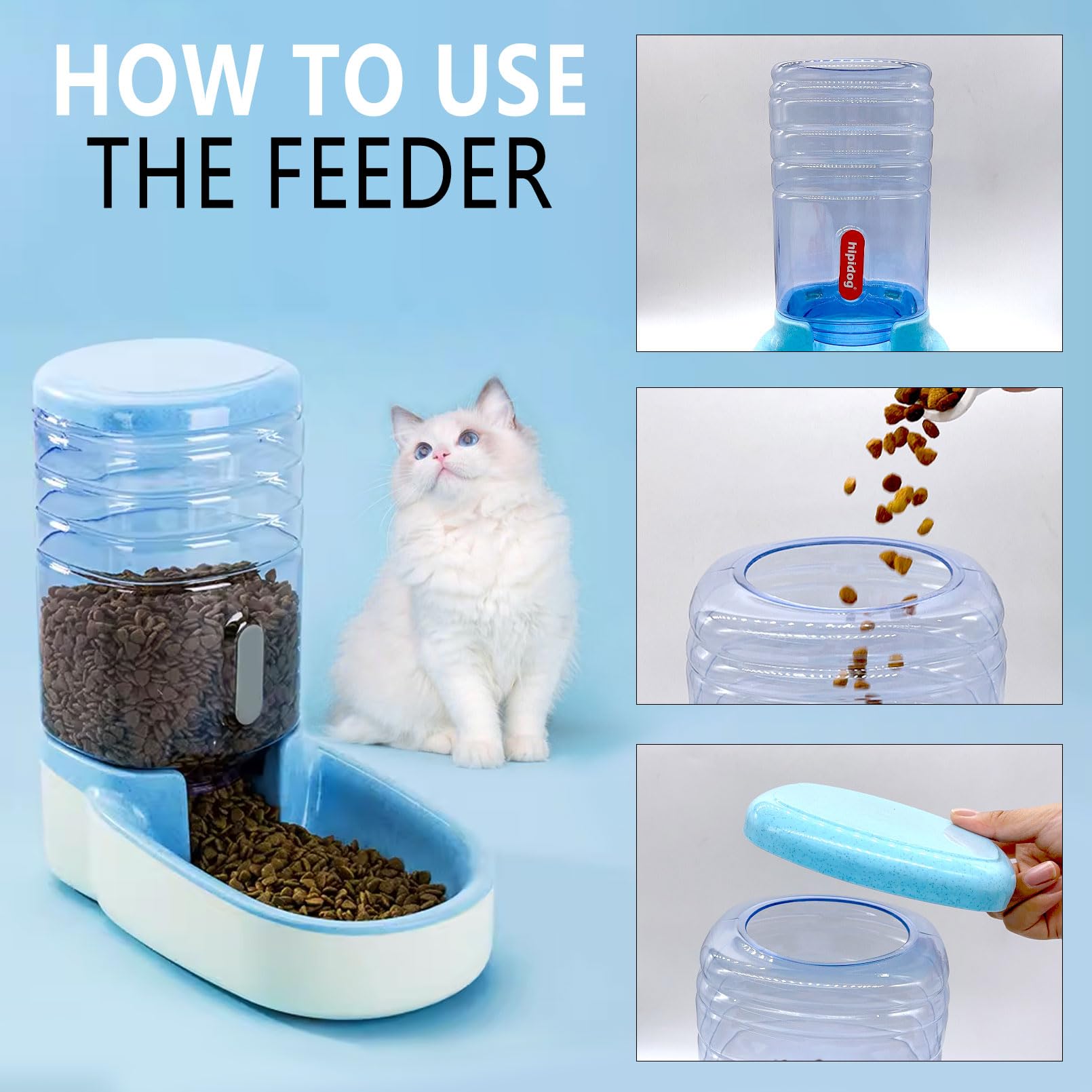 Cat Food Dispenser Gravity Kathson 1-Gallon Gravity Pet Feeder