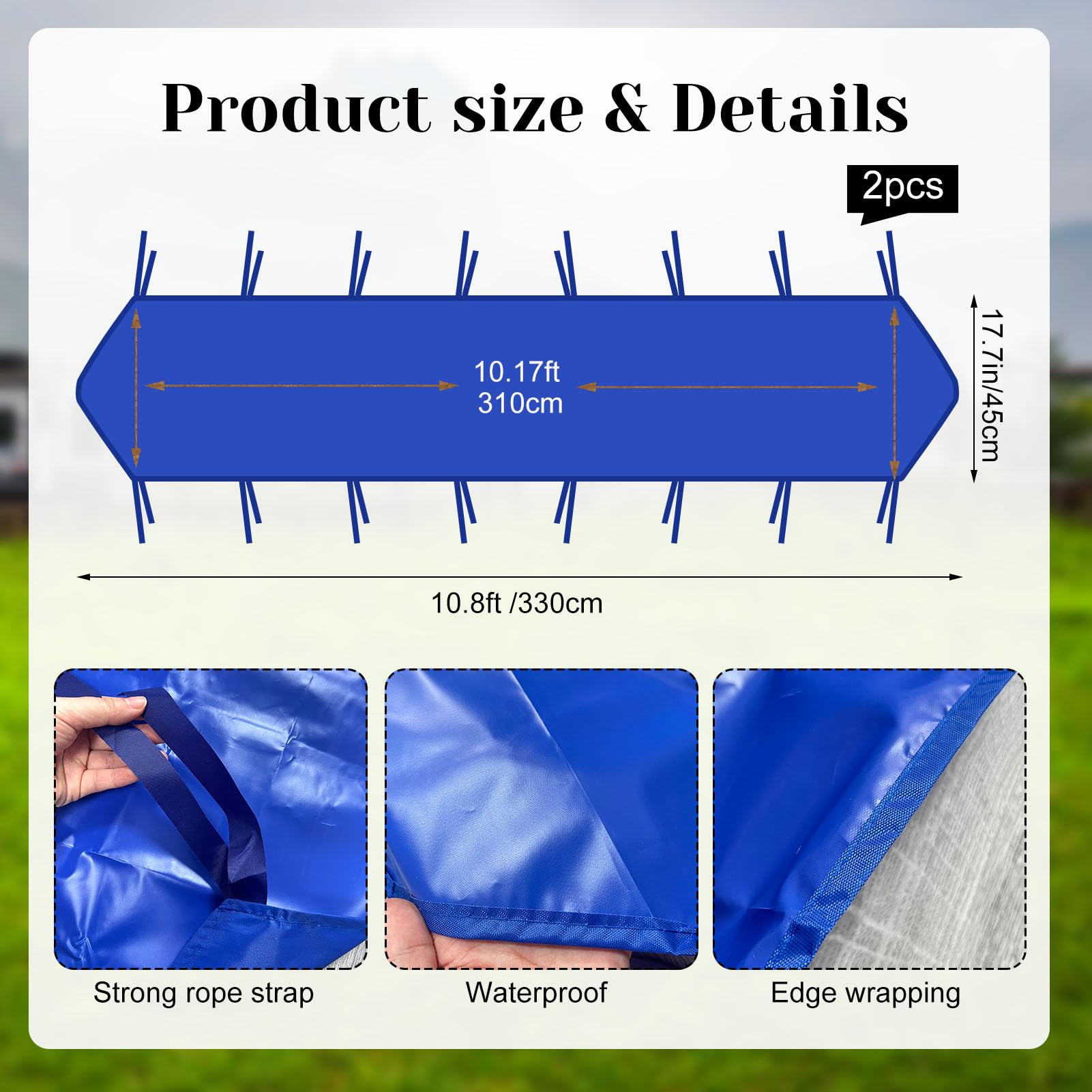 Rain Gutter For Pop Up Canopy – 10ft/40ft Blue Oxford Fabric Accessory, Easy-Drain Replacement For Outdoor Events, Fits 17.7" Wide Tents