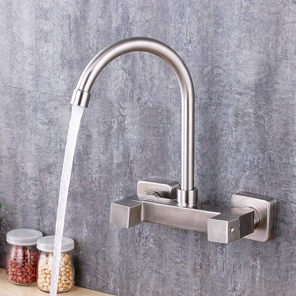 Grifo de cocina montado en la pared con doble salida de agua