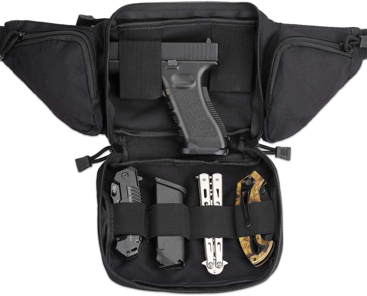 LIVANS Concealed Carry Fanny Pack Holster, Tactical Conceal Carry Pistol Bag Mens Gun Carry Concealment Holster Fits 1911 and G 17,19,20,21 Fits up 55" in Waist Free U.S Flag Patch : Sports & Outdoors
