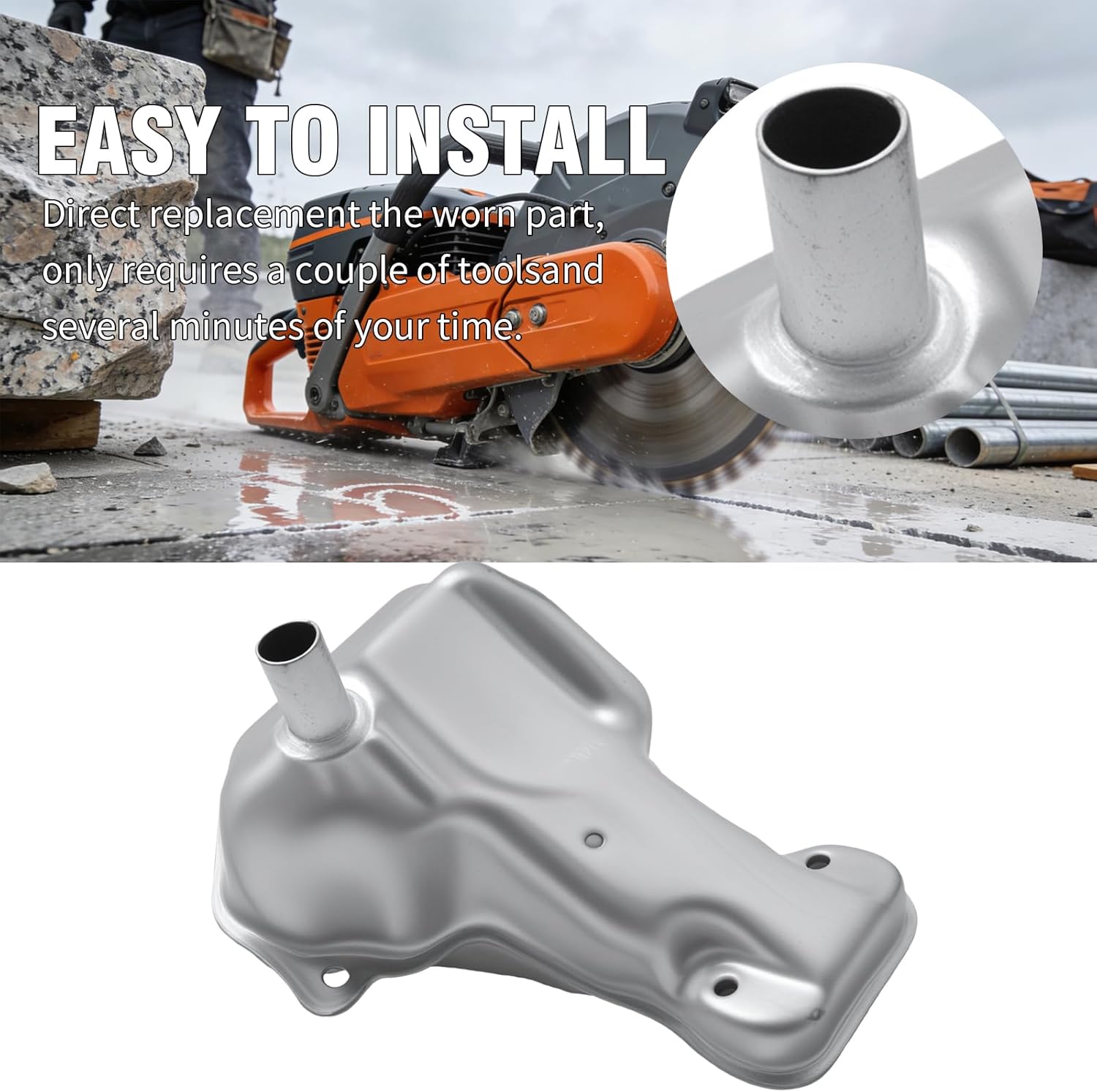 587668702 506364203 506364204 Muffler Assembly Kit Replacement for Husqvarna K750 K760 Concrete Saw Power Cutter