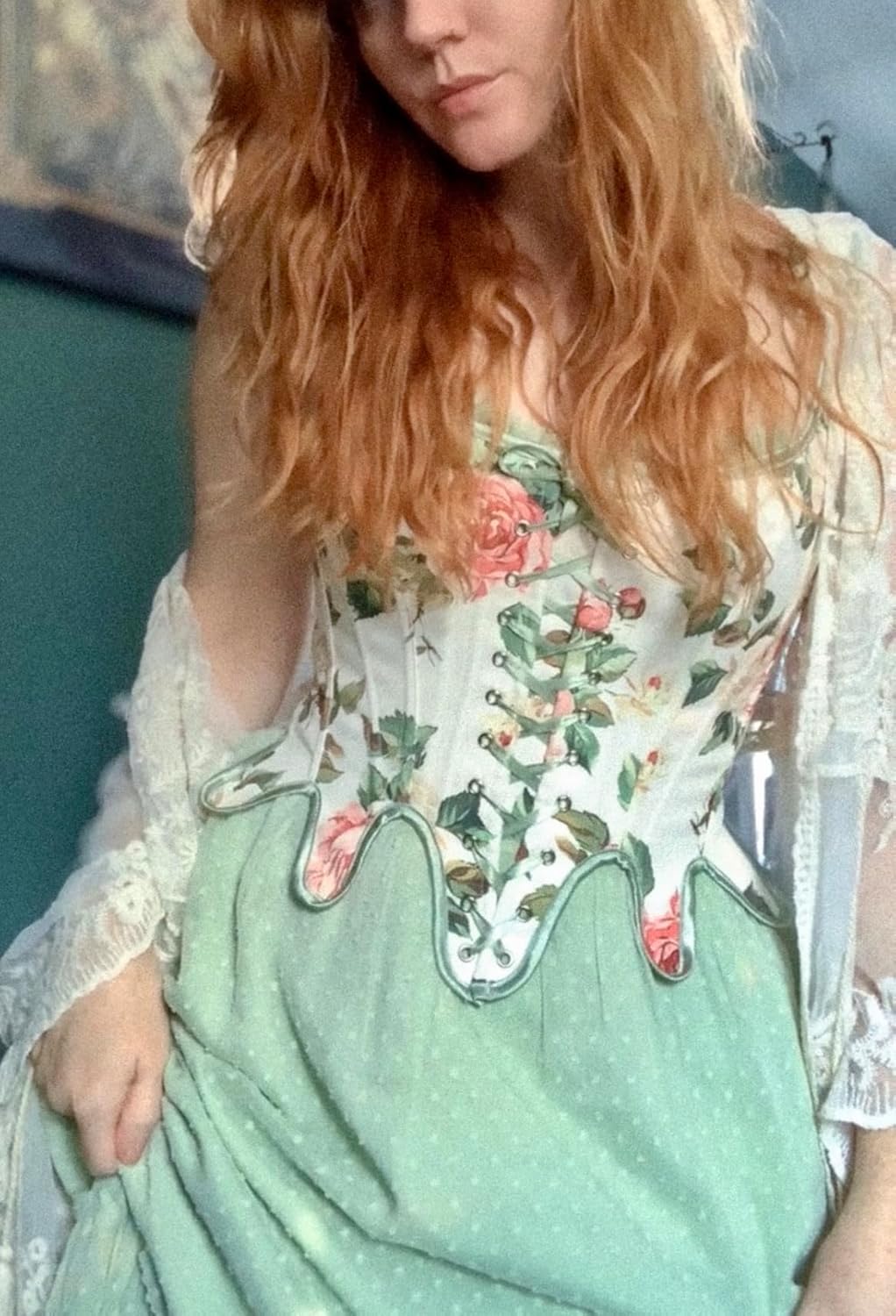 Scarlet Darkness Corset Tops for Women Renaissance Corset Floral Lace Up Bodyshaper Bustier - Image 8