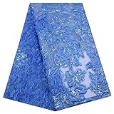 SJD LACE African Lace Fabric 5 Yards, African Lace Fabric 5 Yards, French Tulle Fluffy Feather Floral Embroidery Lace Fabric for Wedding Party Dress Sewing (17894)