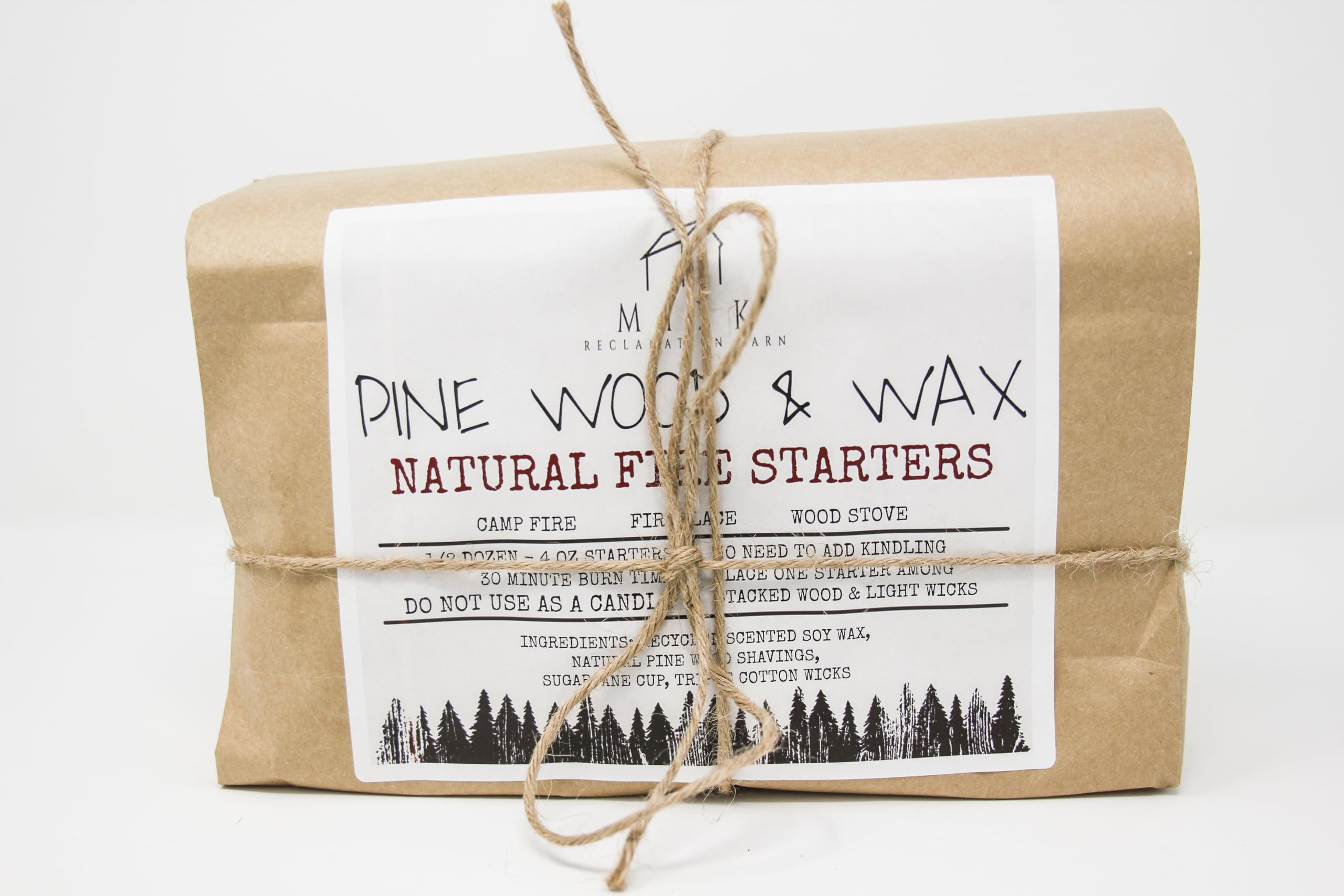 Milk Reclamation Barn Pine Wood and Wax Scented Fire Starters, Set of 6, Home Fragrance Accessories