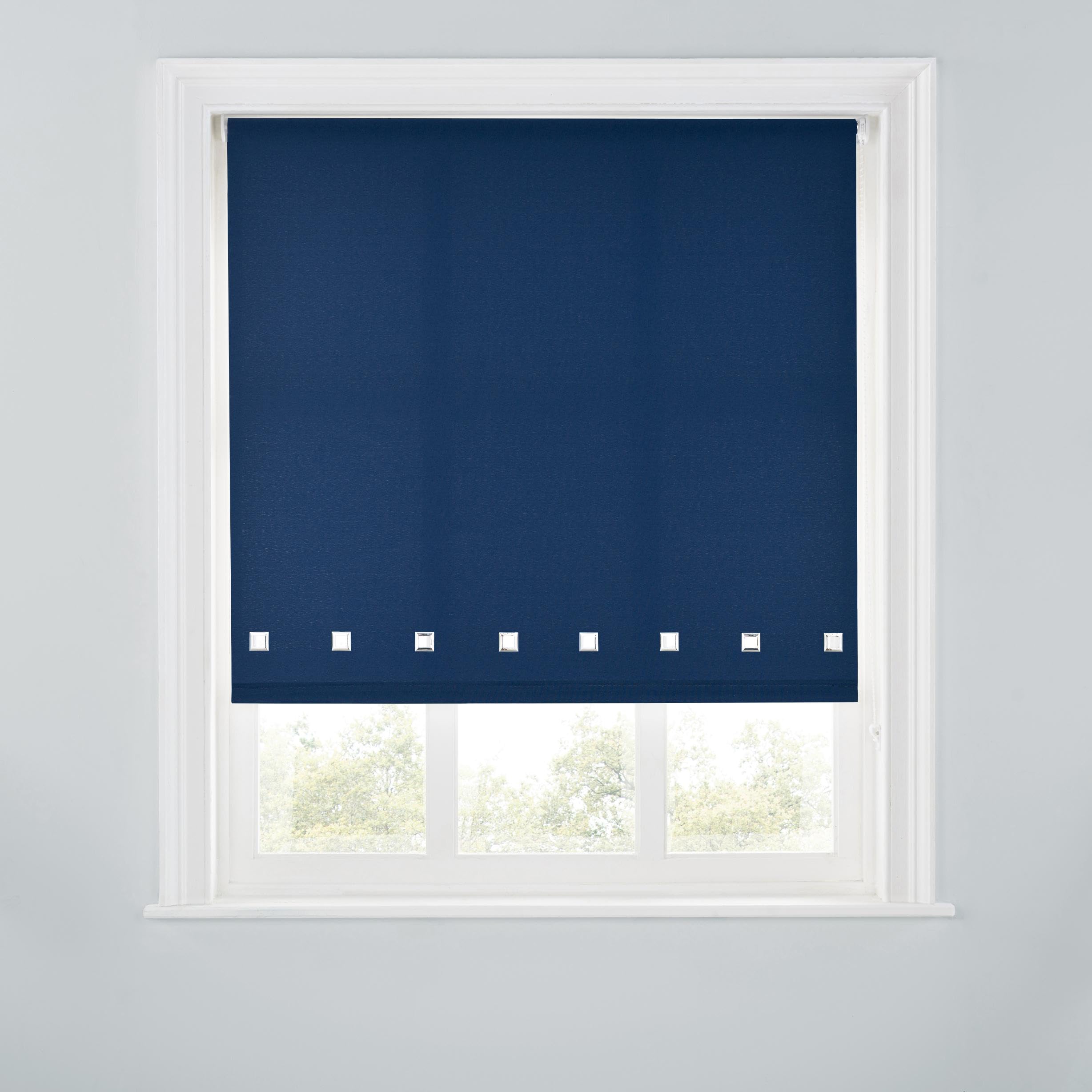 Premium Trimmable Square Eyelet Roller Window Blind – Light Filtering Fabric,Easy Fit,Child Safe Chain for Bedroom,Kitchen,Living Room. 5FT - NAVY - 150cm (W) x 170cm (L) | 59" (W) x 66.9" (L)