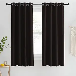 NICETOWN Blackout Short Curtain 63 inches Long for Windows, Thermal Insulated Curtain Grommet Room Darkening Window Treatment for Bedroom/Living Room, 1 Panel, W46 x L63, Toffee Brown