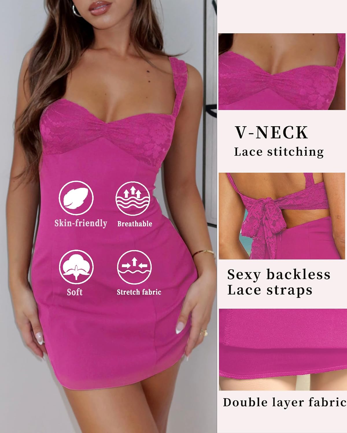 Women's Summer Mini Dresses Sexy Lace Straps Sweetheart Neckline Backless Cocktail Party Bodycon Dress - Image 4