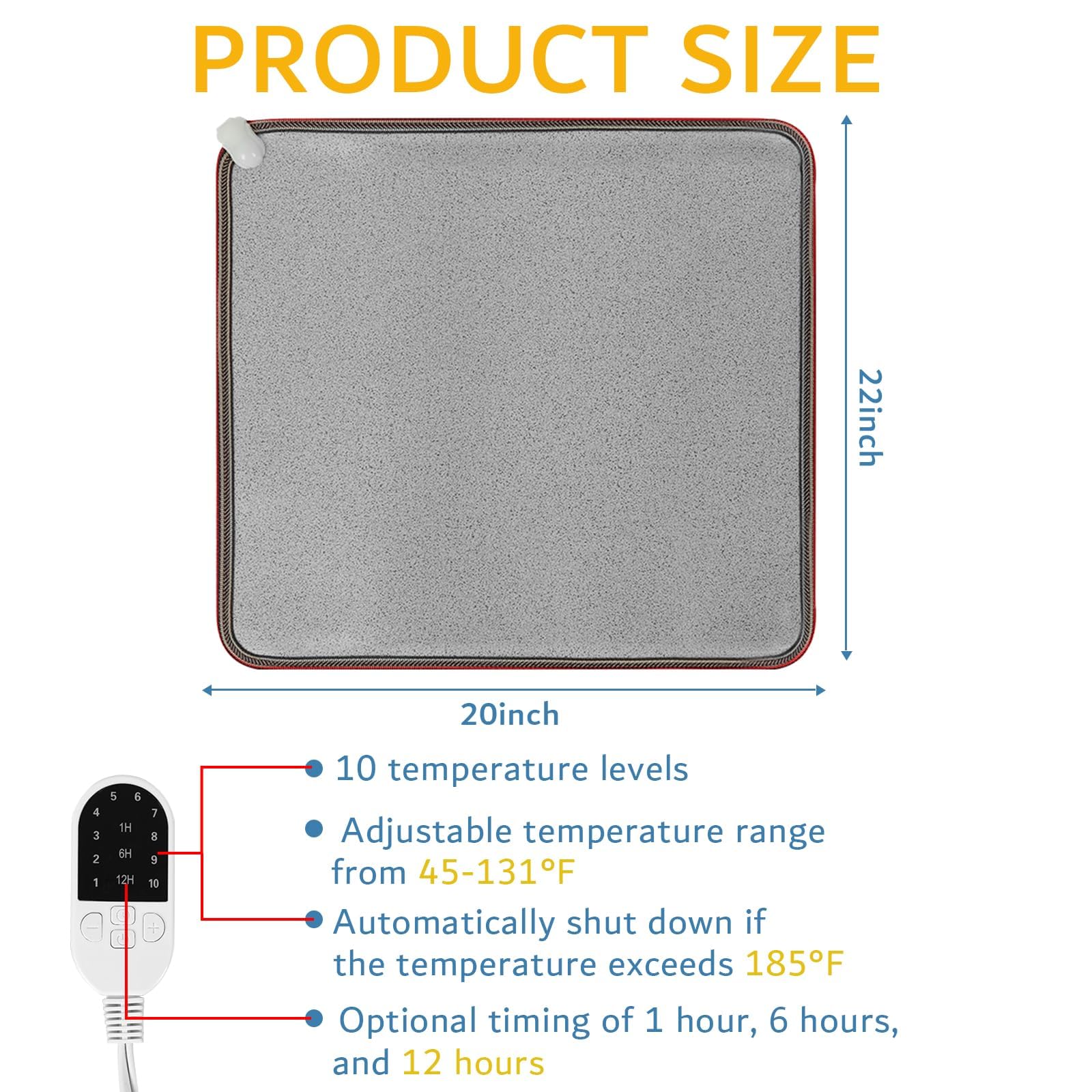 Calentador térmico de PVC de 110 V para calentador de pies debajo del escritorio, 22 x 20 pulgadas, almohadilla de calefacción eléctrica de ahorro de energía, alfombra térmica para piso 3