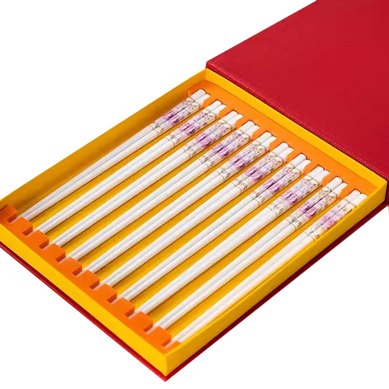 Baguettes Baguettes en métal réutilisables Baguettes en céramique ménagères, 10 Paires de Baguettes antidérapantes de Style européen (Couleur: D, Taille:) (D)