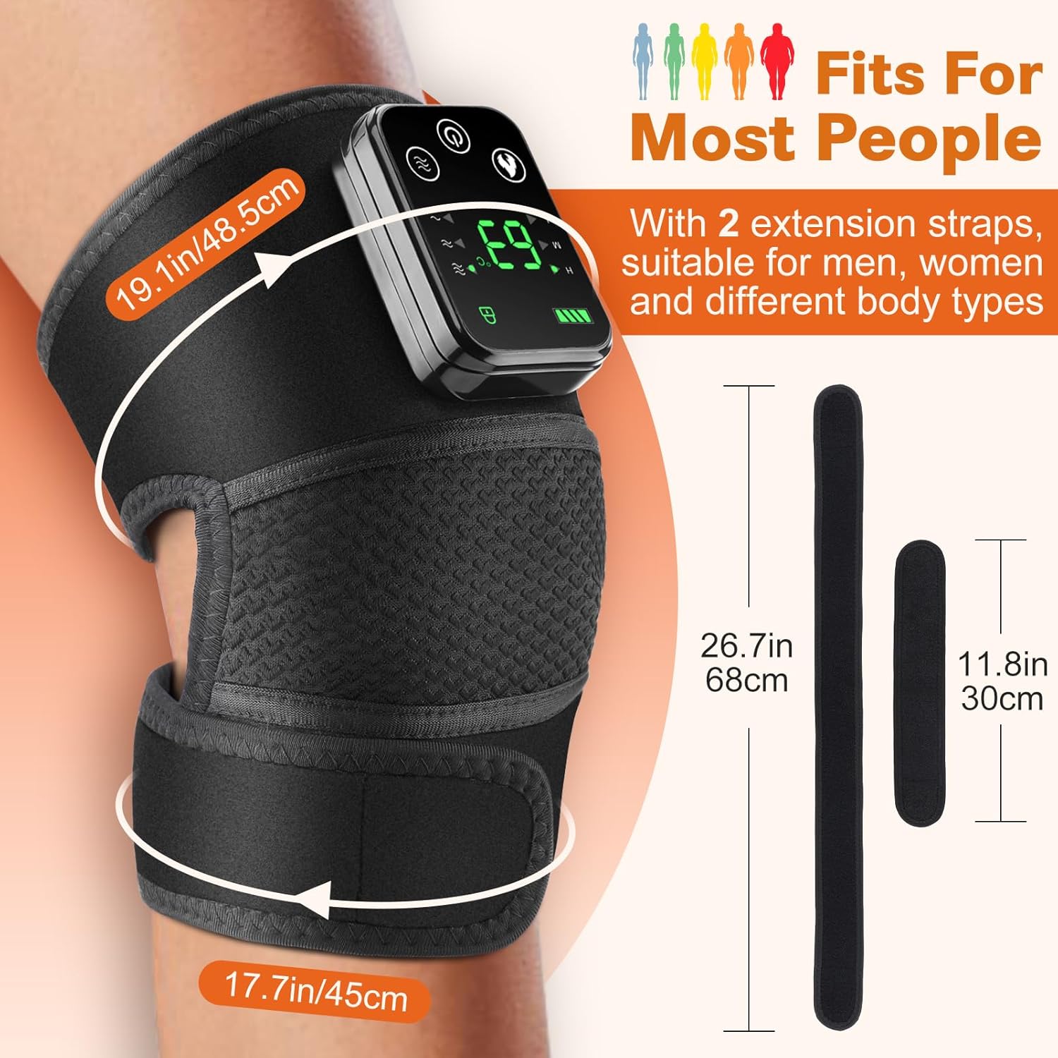 Knee Massager with Heat, FSA Eligible Items, Cordless Rechargeable Heating Pad for Knee Shoulder Elbow Pain Relief, Heated Knee Brace for Arthritis with Massage, HSA Approved Products Only - Image 7