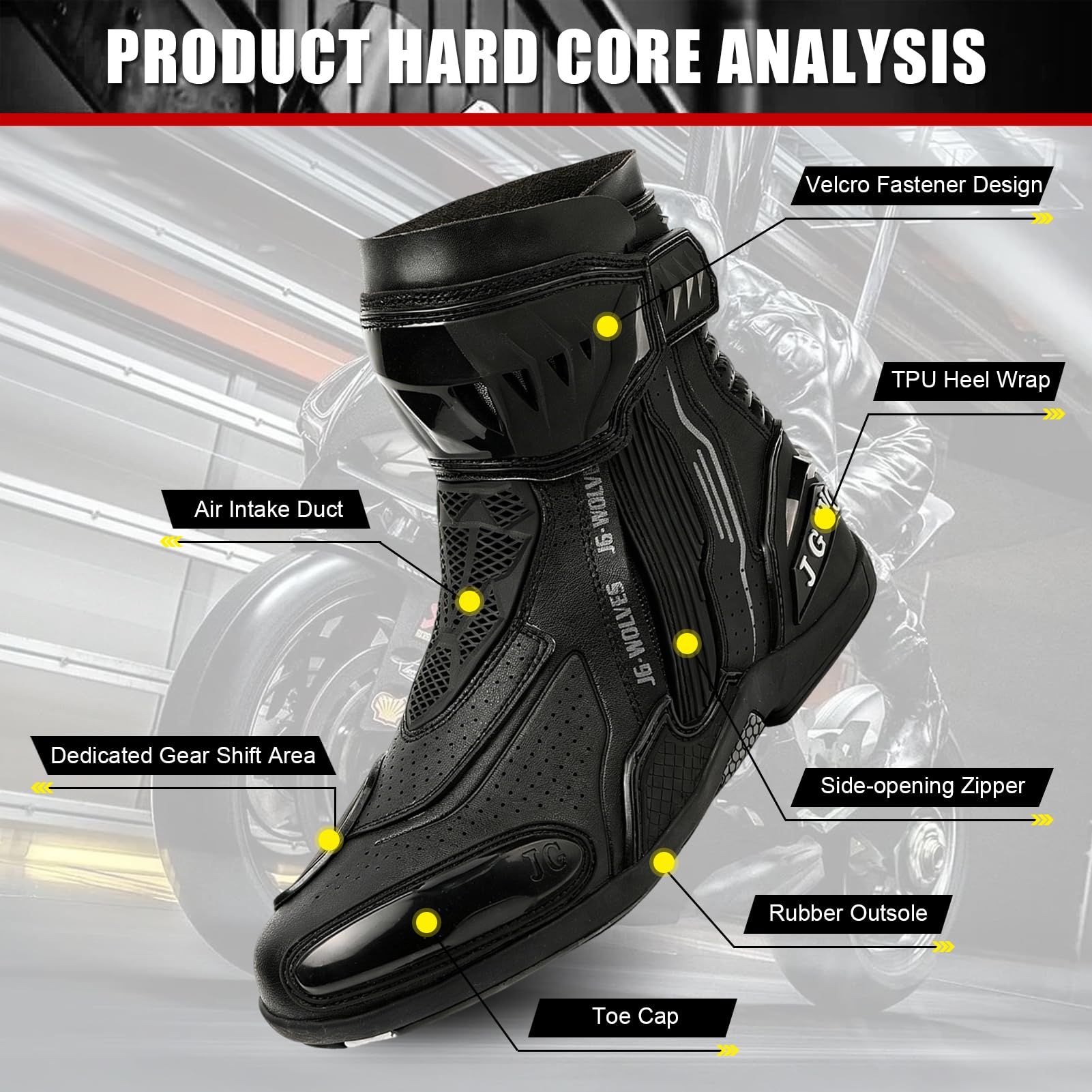 Botas Moto Hombre de Deportivas Zapatos de Moto con Transpirables