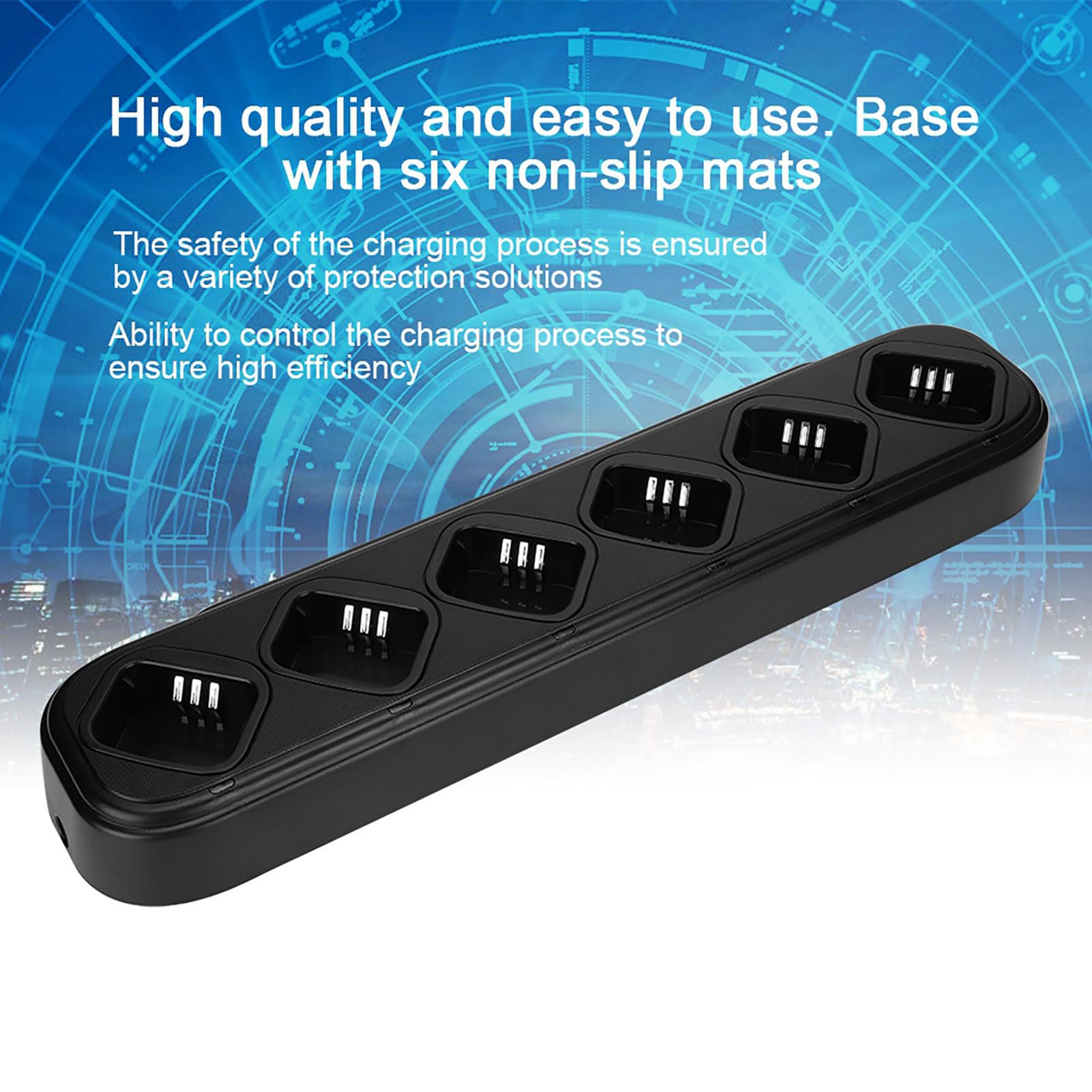 Cargador de Seis Vías, Adaptador de Corriente para GP328/338 GP360, con Identificación Automática de Batería de Protección Múltiple (Enchufe Europeo 110-240 V)