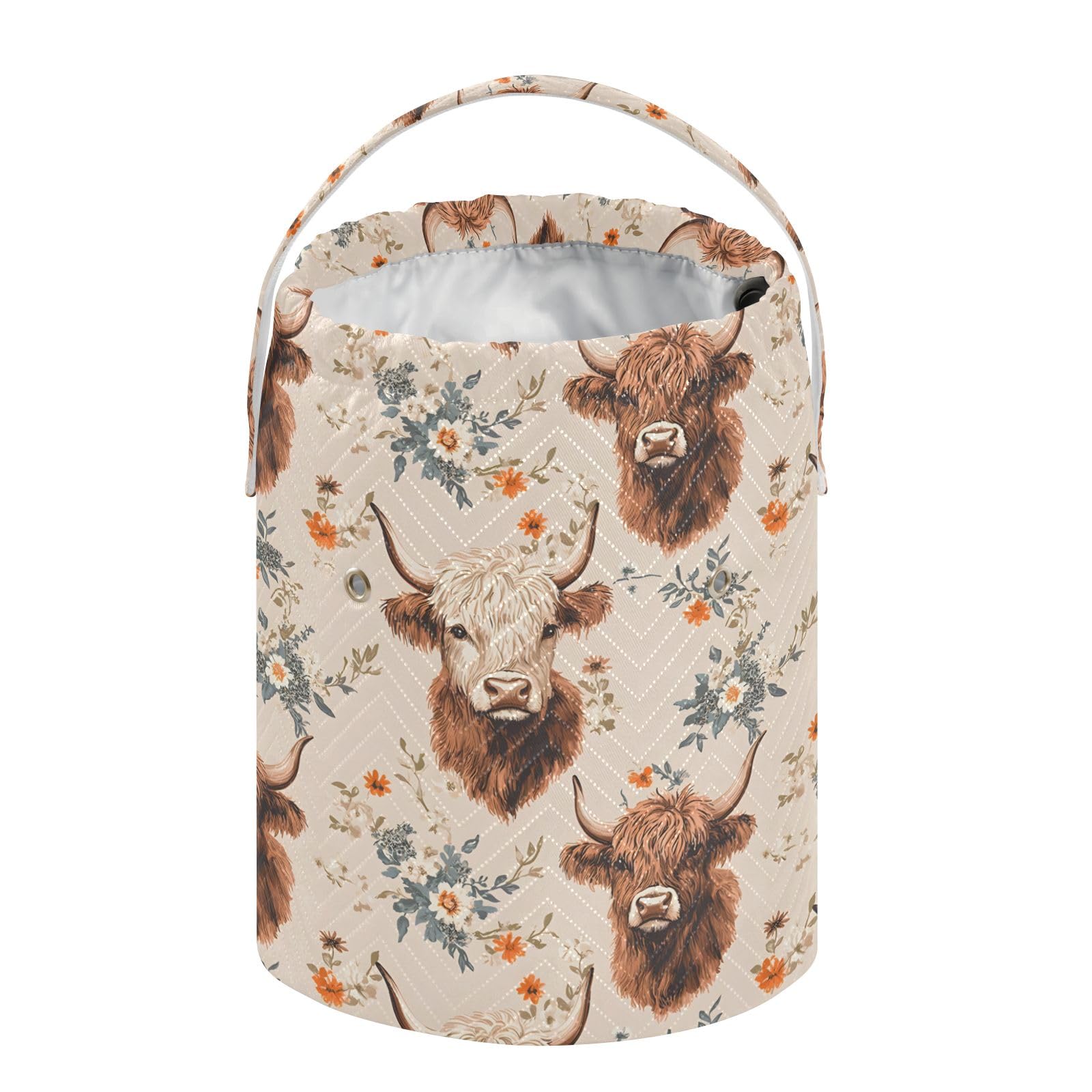 Yarn Storage Bag Small Crochet Bag Knitting Bag Organizer Bison Cattle Red Flower Yarn Bags for Crocheting Basket