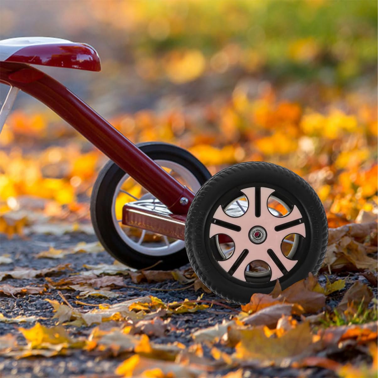 HEMOTON 2pezzi Ruote di Ricambio per Triciclo Bambini e Scooter Foro da 0,8cm, in Plastico Leggero e Resistente All'usura, Facili da Installare per Bambini