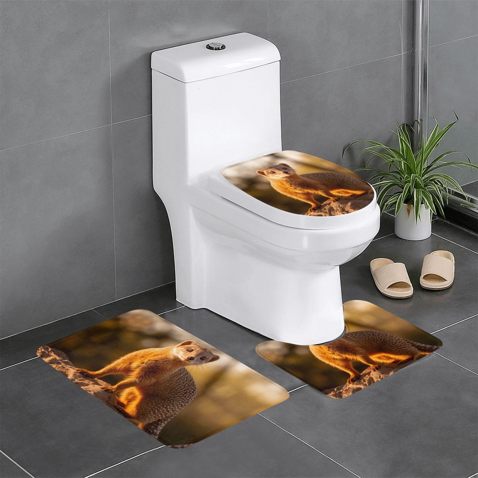 Tapis de salle de bain suricate antidérapants : lot de 3 tapis ultra-absorbants pour vos toilettes